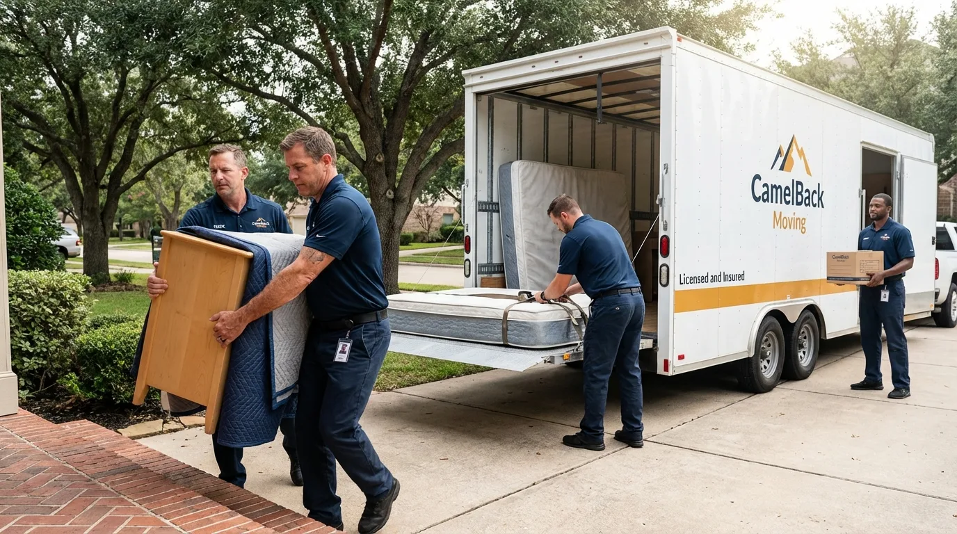 Crew loading residential truck for cross-state move from Republic, WA