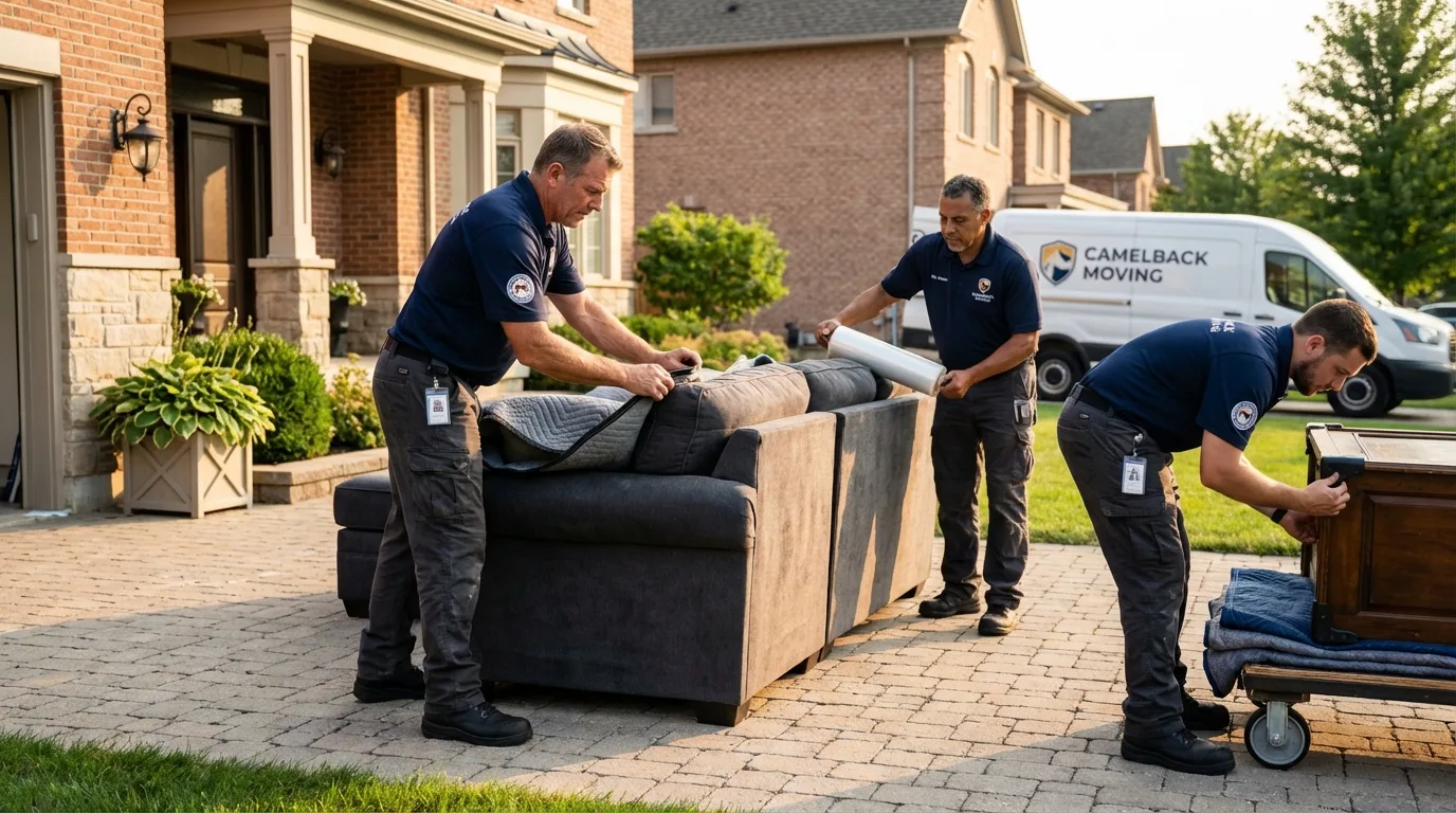 Large estate moving crew wrapping furniture in Republic, WA